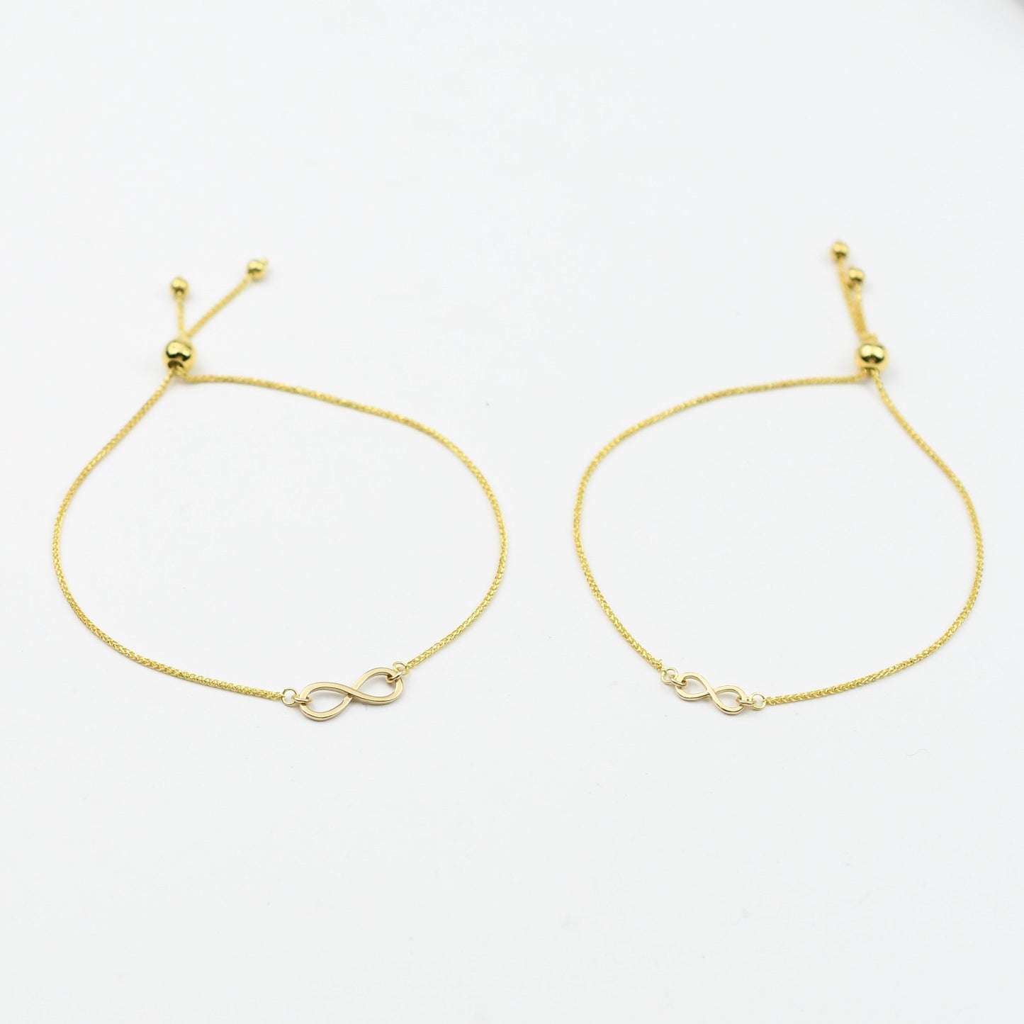 Mother Daughter 14K Gold Infinity Bracelet Set