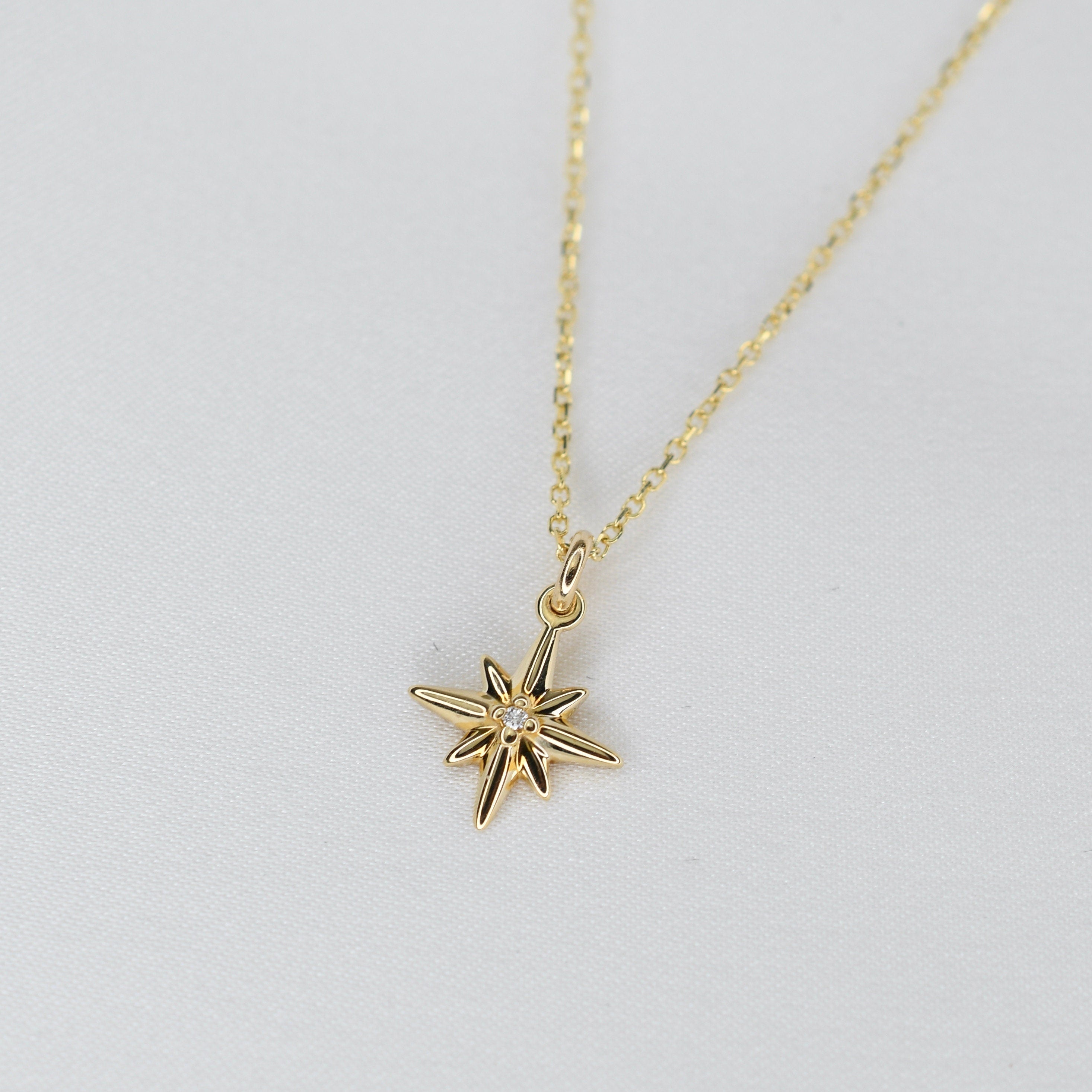 14k solid gold star necklace gift