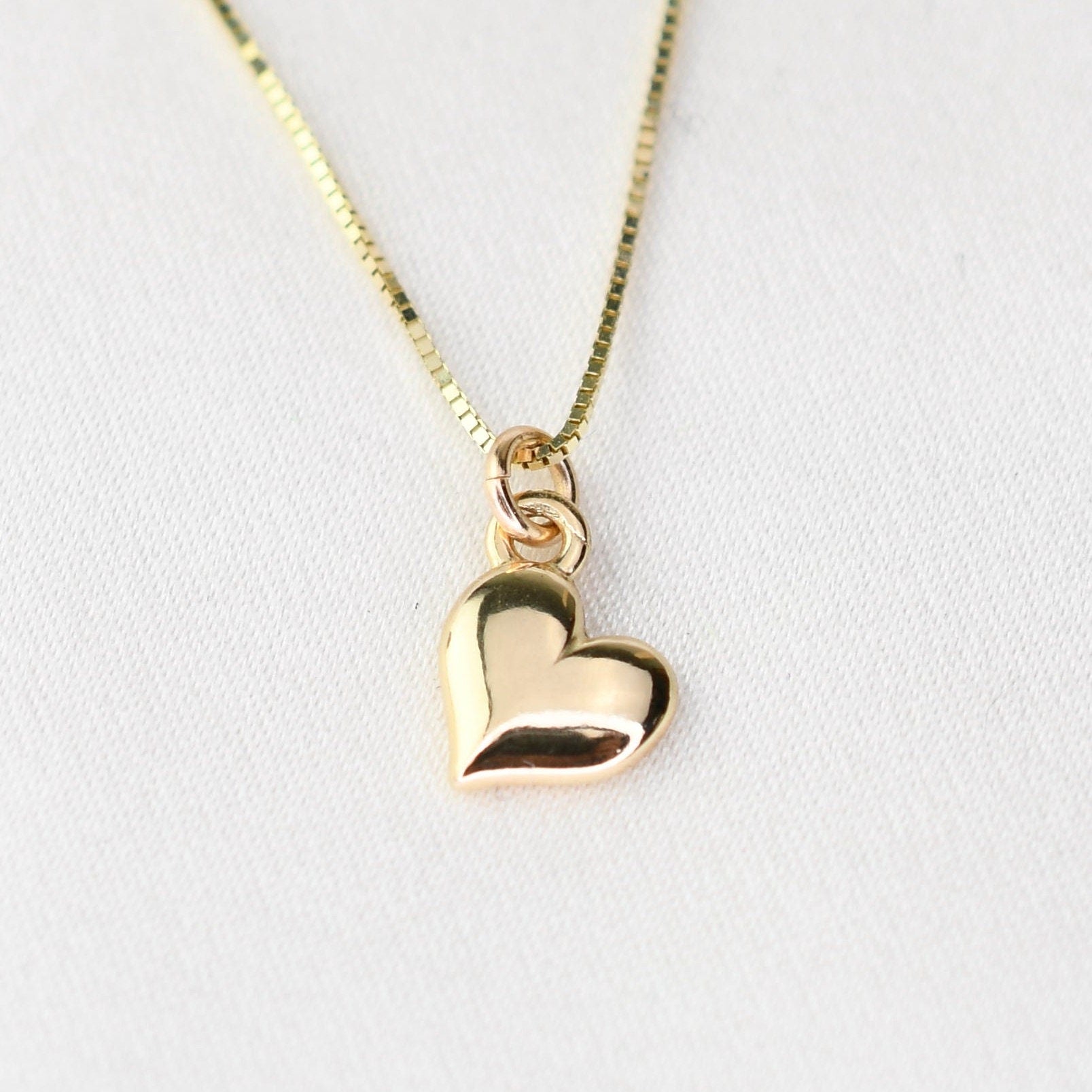 14k solid gold heart necklace gift