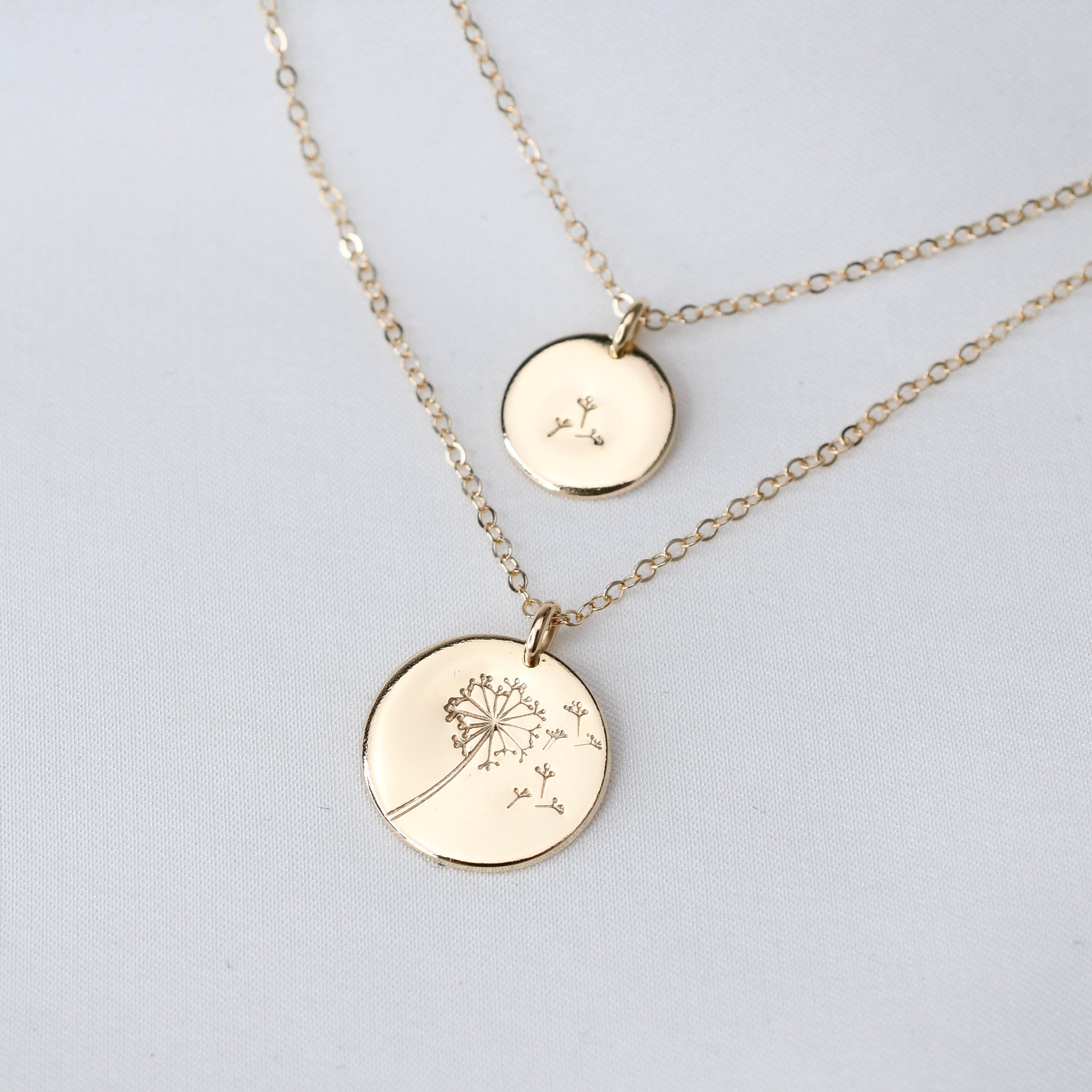 14k solid gold mother and daughter necklace set
