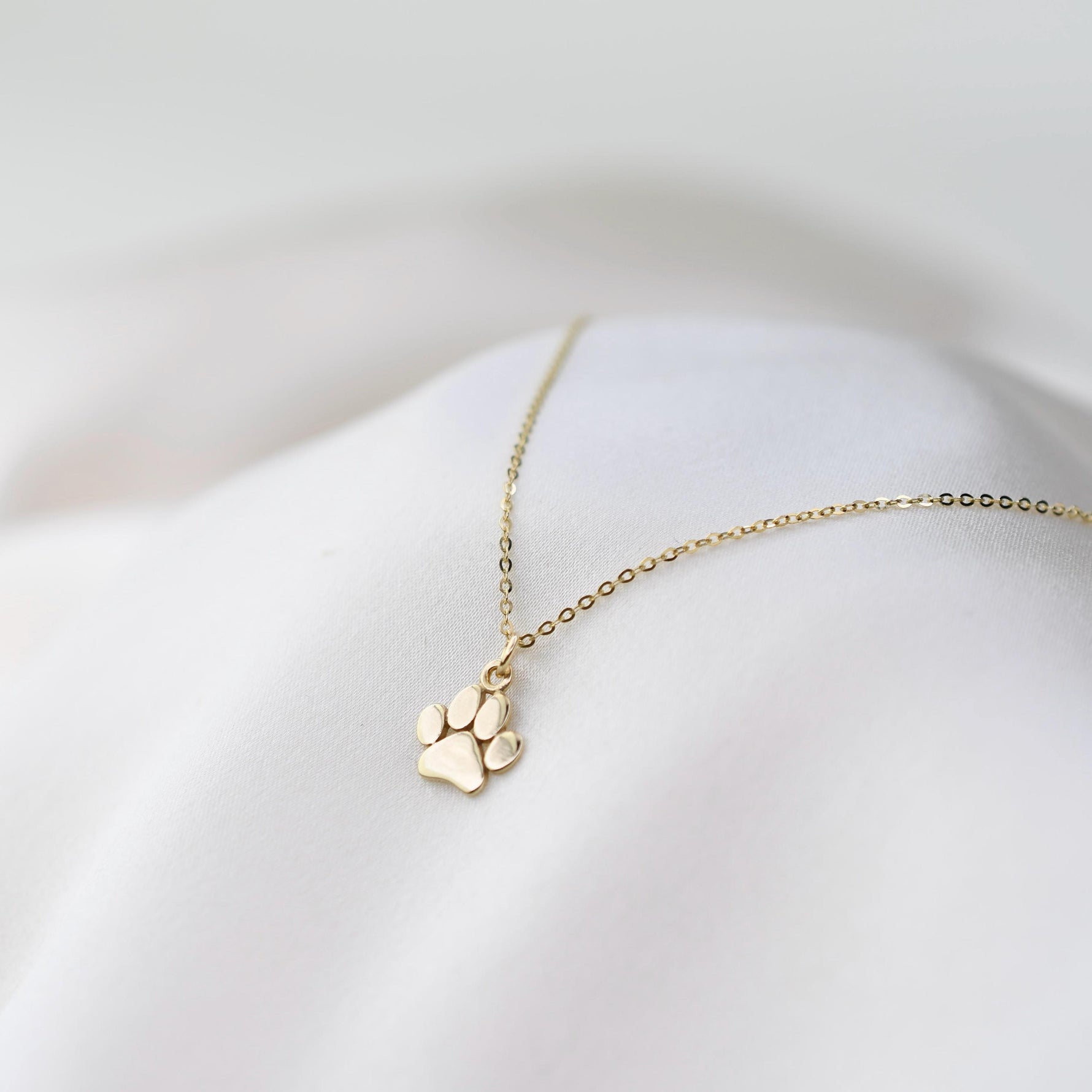 14K Gold Paw Charm Necklace for Dog Lovers - Sash Jewelry