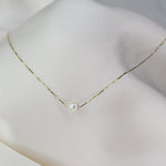 14K Gold Akoya Pearl Necklace: Delicate Box Chain - Sash Jewelry