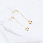 14K Solid Gold Heart Drop Earrings – Minimalist Gold Jewelry Gift - Sash Jewelry