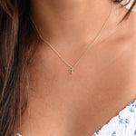 14K Solid Gold Floating Cross Necklace: Minimalist Curb Chain - Sash Jewelry