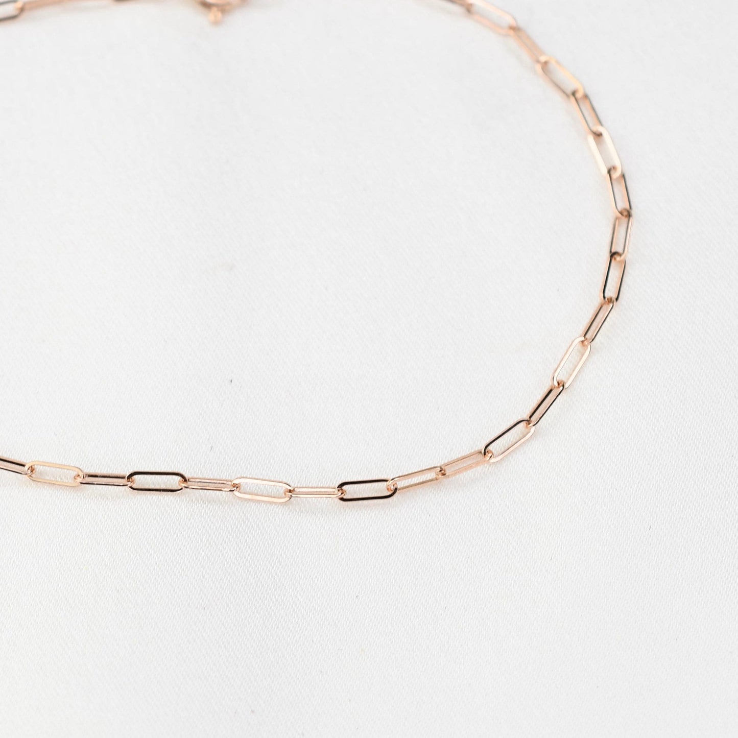 14K Gold Paper Clip Chain Bracelet - 1.5mm Solid Gold