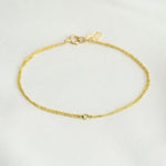 14K Gold Double Chain Diamond Bracelet – Dainty Solid Gold Bracelet - Sash Jewelry