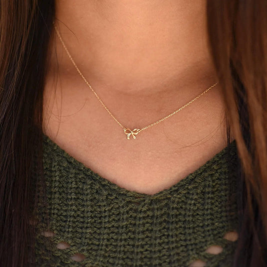 14K Gold Bow Necklace