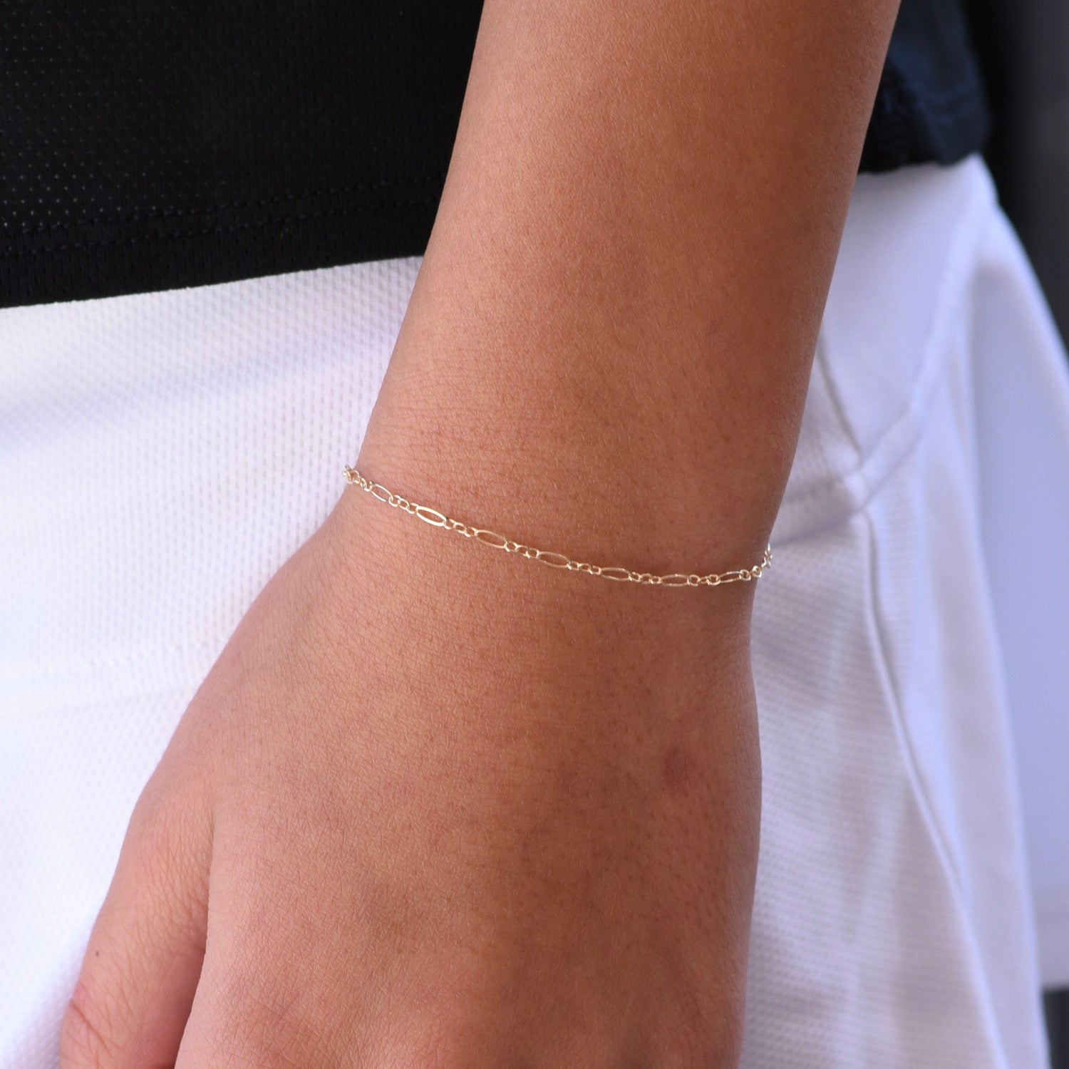 Delicate 14K Solid Gold Chain Bracelet: Elegant Minimalist Style - Sash Jewelry