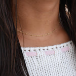 14K Solid Gold Delicate Necklace — Beaded Cable Chain (Available in Yellow, Rose, and White Gold) - Sash Jewelry