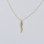 solid 14K gold Italian horn charm necklace 24mm