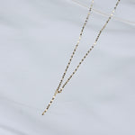 14K Gold Delicate Sparkle Y Necklace - Sash Jewelry