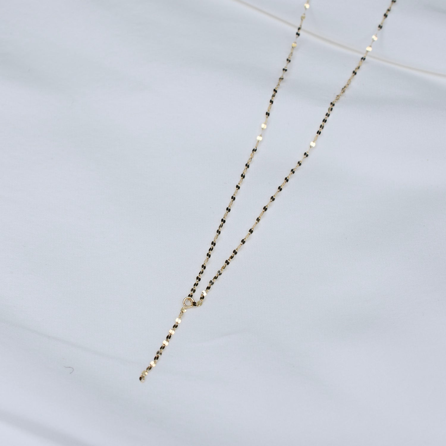 14K Gold Delicate Sparkle Y Necklace - Sash Jewelry
