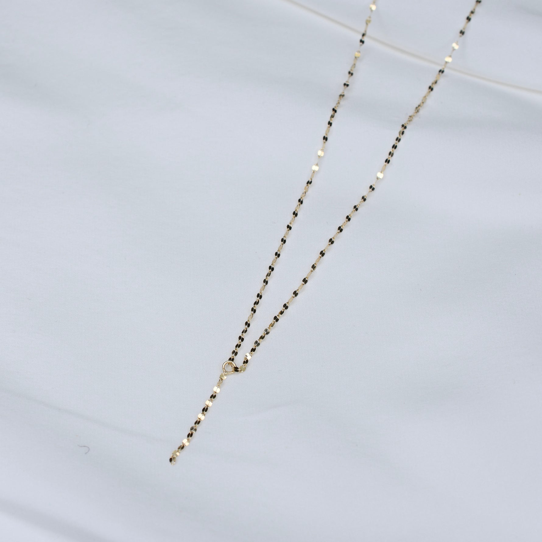 14K Gold Delicate Sparkle Y Necklace - Sash Jewelry