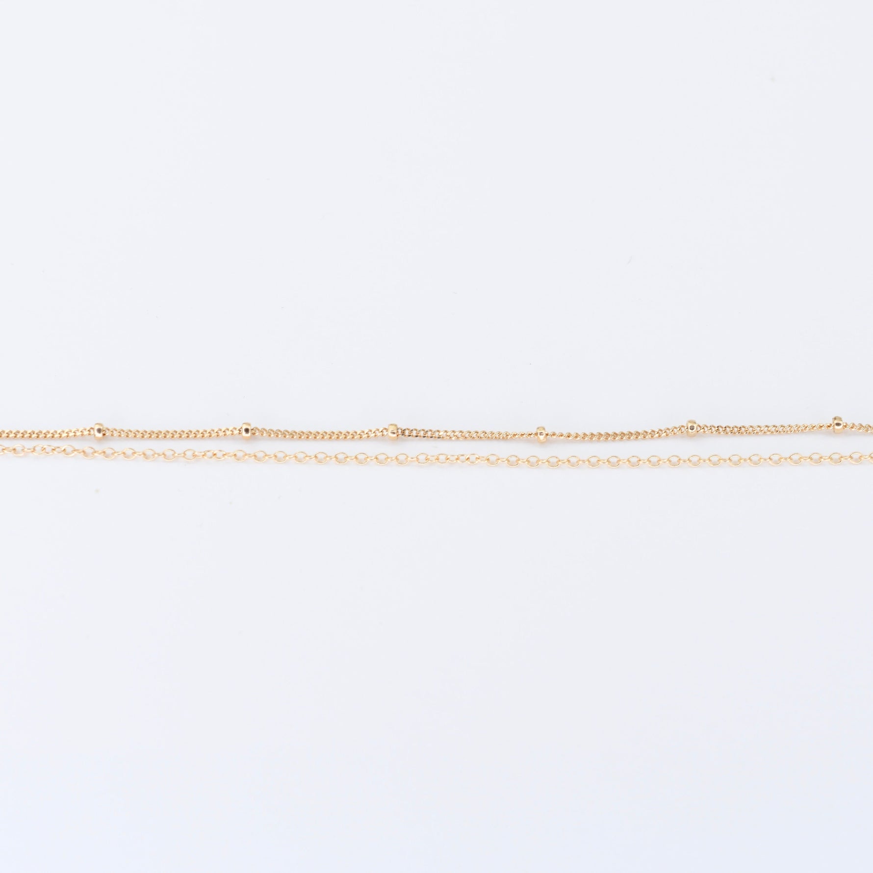 14K Gold Double Chain Bracelet – Cable & Satellite Chain - Sash Jewelry