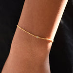 14K Gold Double Chain Diamond Bracelet – Dainty Solid Gold Bracelet - Sash Jewelry