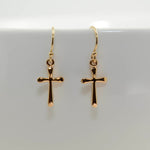 Small gold filled cross earrings with delicate faith design