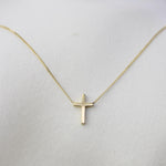 14K Gold Dainty Tiny Cross Necklace — Delicate Floating Cross Necklace - Sash Jewelry