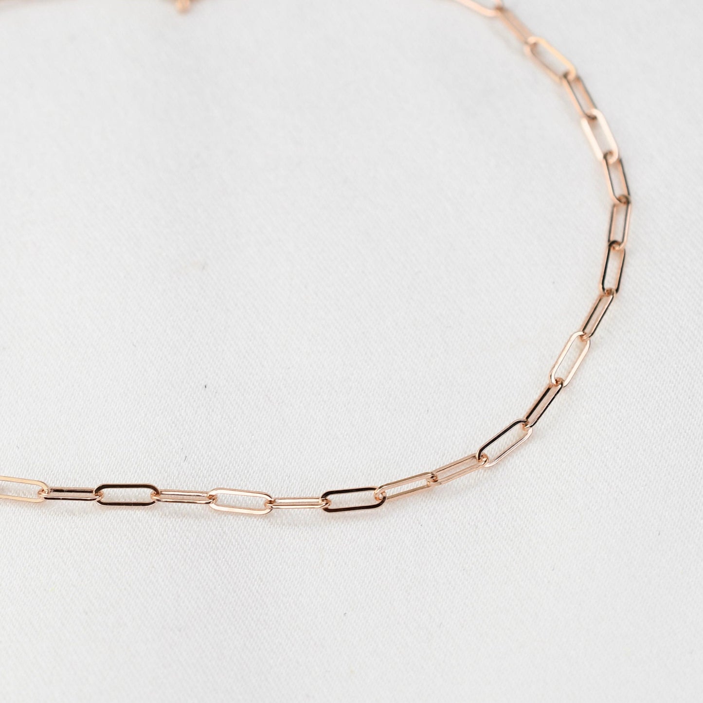 14K Gold Paper Clip Chain Bracelet - 1.5mm Solid Gold