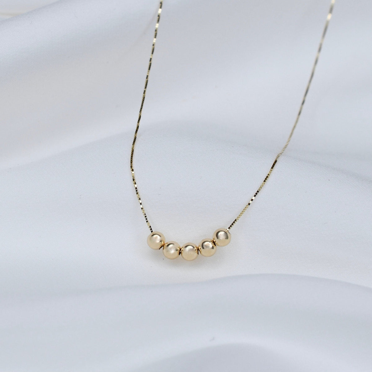 14K Gold 4mm Beaded Necklace - Sash Jewelry