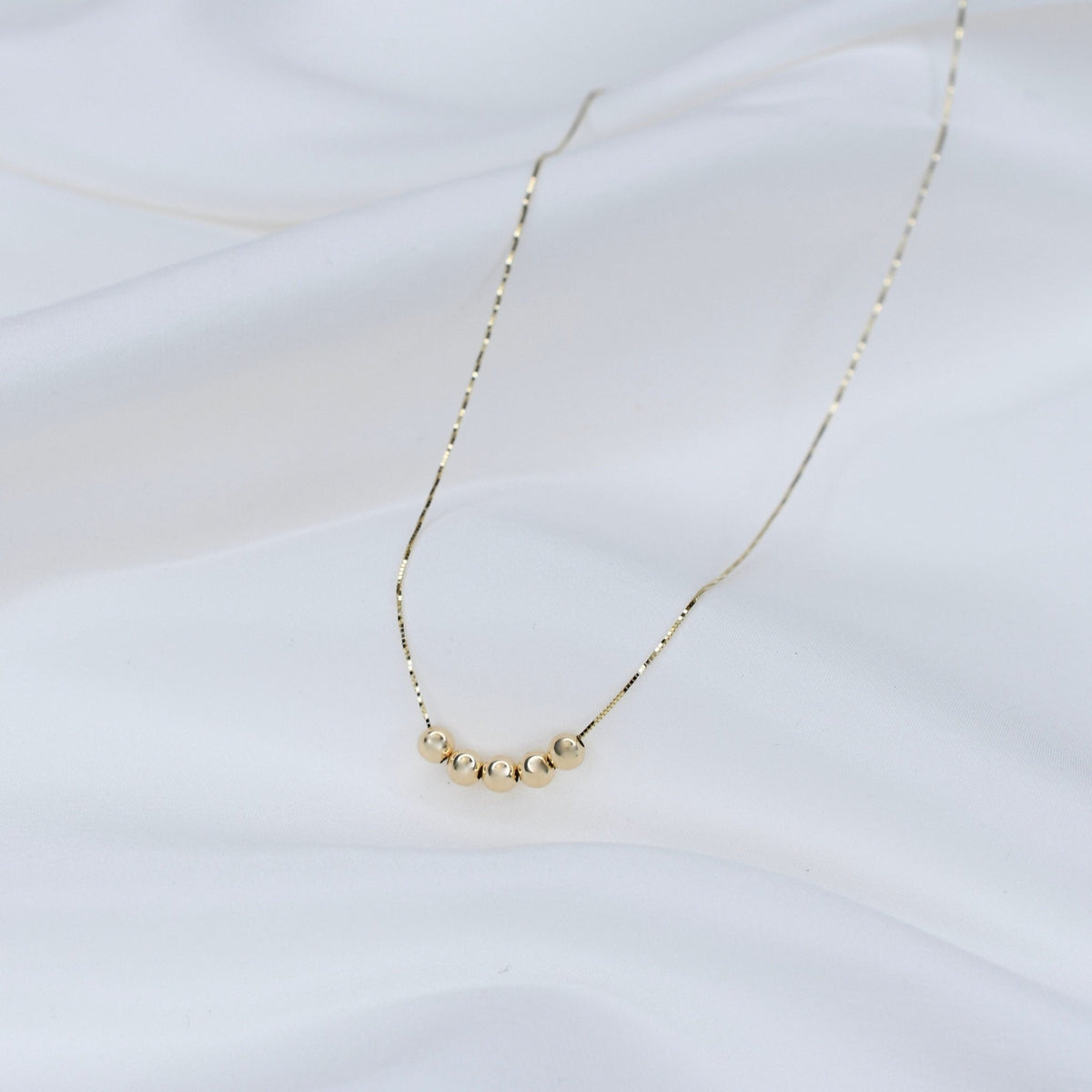 14K Gold 4mm Beaded Necklace - Sash Jewelry