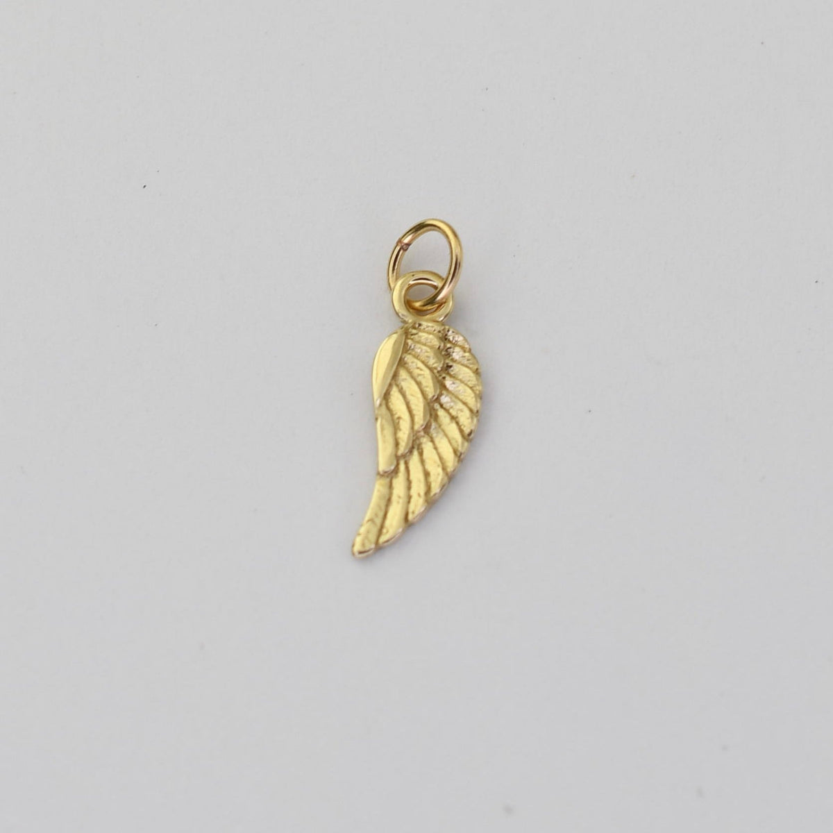 14K Gold Angel Wing Charm – Solid Gold Guardian Angel Charm - Sash Jewelry