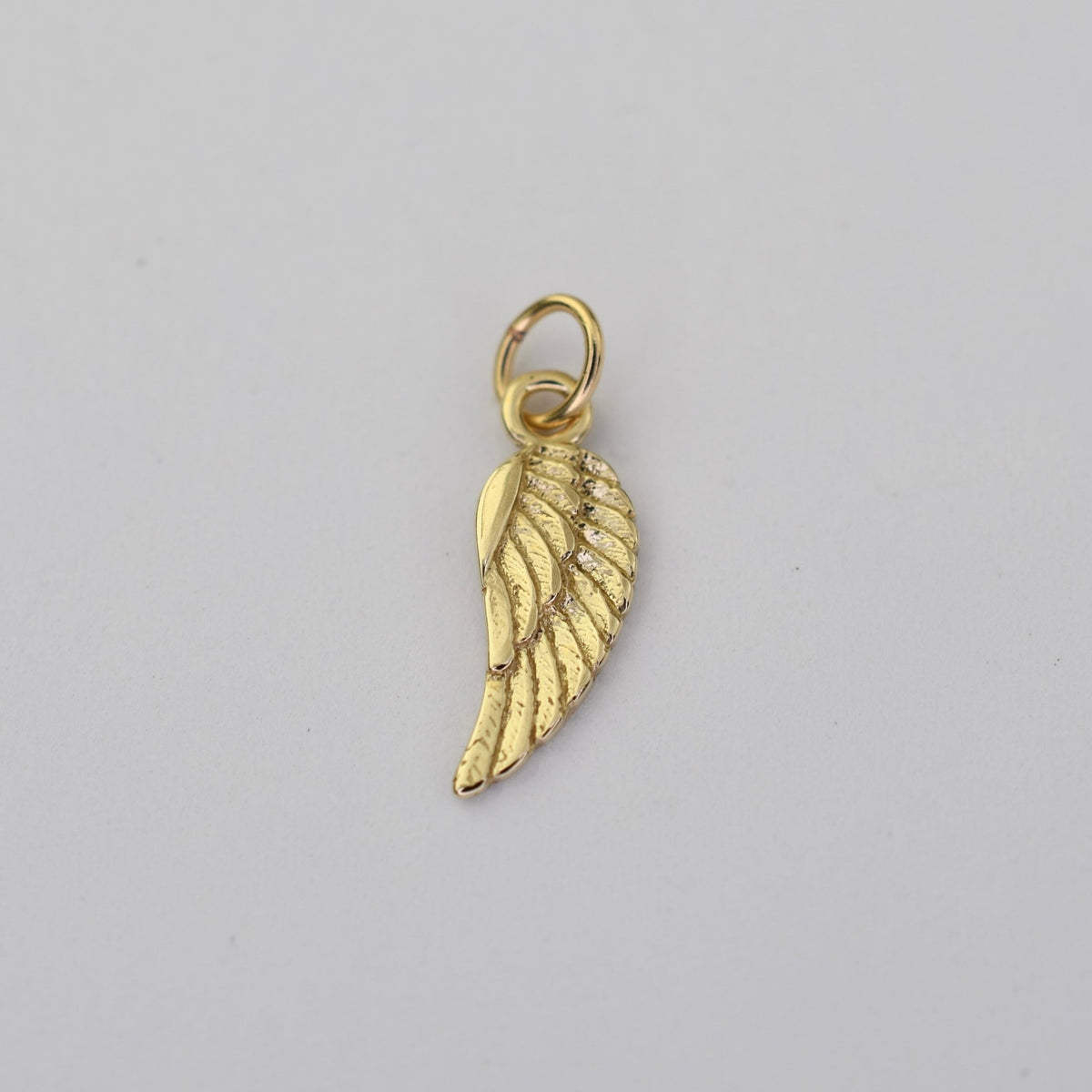 14K Gold Angel Wing Charm – Solid Gold Guardian Angel Charm - Sash Jewelry