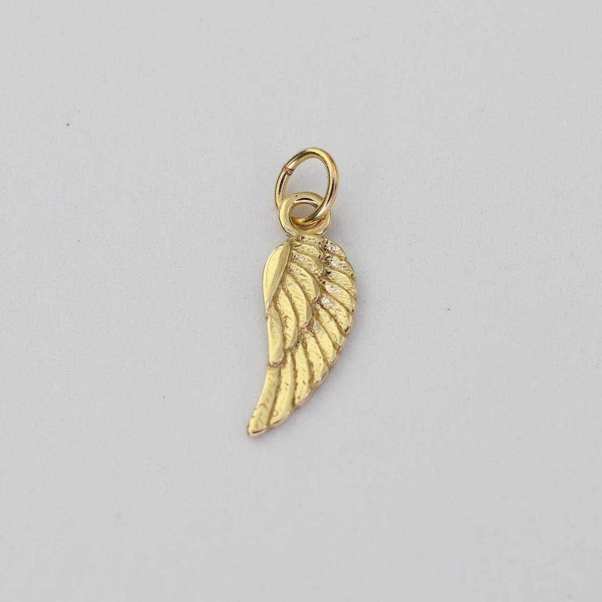 14K Gold Angel Wing Charm – Solid Gold Guardian Angel Charm - Sash Jewelry