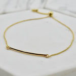 14K Gold Bar Bracelet — Adjustable Dainty Gold Bar - Sash Jewelry