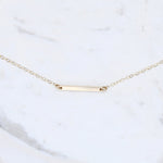14K Gold Bar Necklace – Delicate Minimal Bar Pendant Necklace - Sash Jewelry