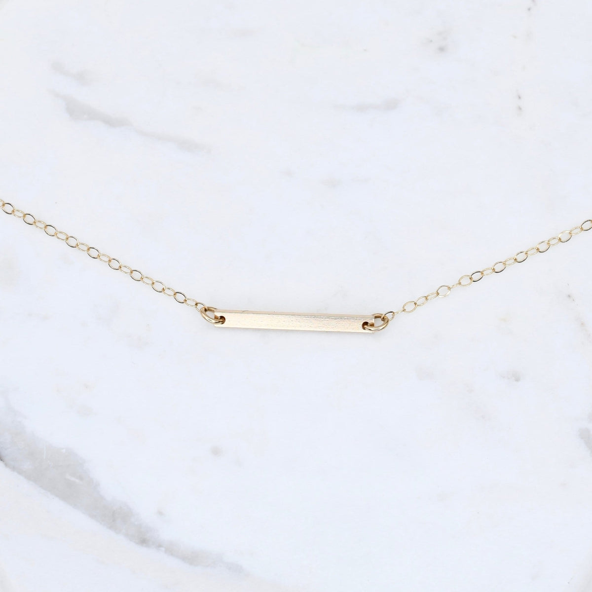 14K Gold Bar Necklace – Delicate Minimal Bar Pendant Necklace - Sash Jewelry