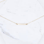 14K Gold Bar Necklace – Delicate Minimal Bar Pendant Necklace - Sash Jewelry