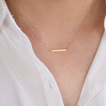 14K Gold Bar Necklace – Delicate Minimal Bar Pendant Necklace - Sash Jewelry