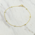 14K Gold Beaded Anklet - Sash Jewelry