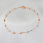 14K Gold Beaded Anklet – Solid Gold Bead Chain Anklet, Dainty Minimalist Anklet - Sash Jewelry