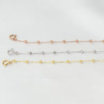 14K Gold Beaded Anklet – Solid Gold Bead Chain Anklet, Dainty Minimalist Anklet - Sash Jewelry