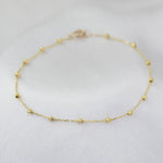 14K Gold Beaded Anklet – Solid Gold Bead Chain Anklet, Dainty Minimalist Anklet - Sash Jewelry