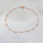 14K Gold Beaded Anklet – Solid Gold Bead Chain Anklet, Dainty Minimalist Anklet - Sash Jewelry