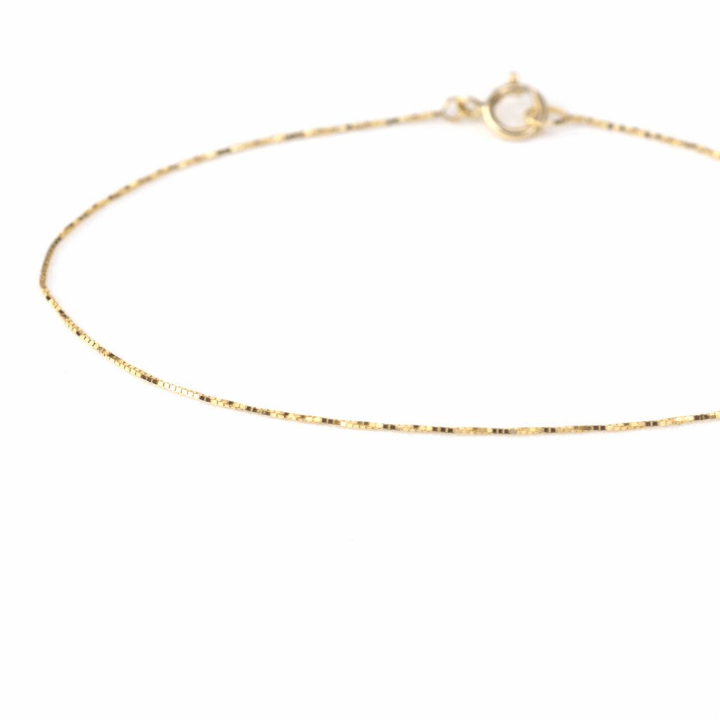 14K Gold Box Chain Bracelet – Dainty 0.5mm Solid Gold - Sash Jewelry