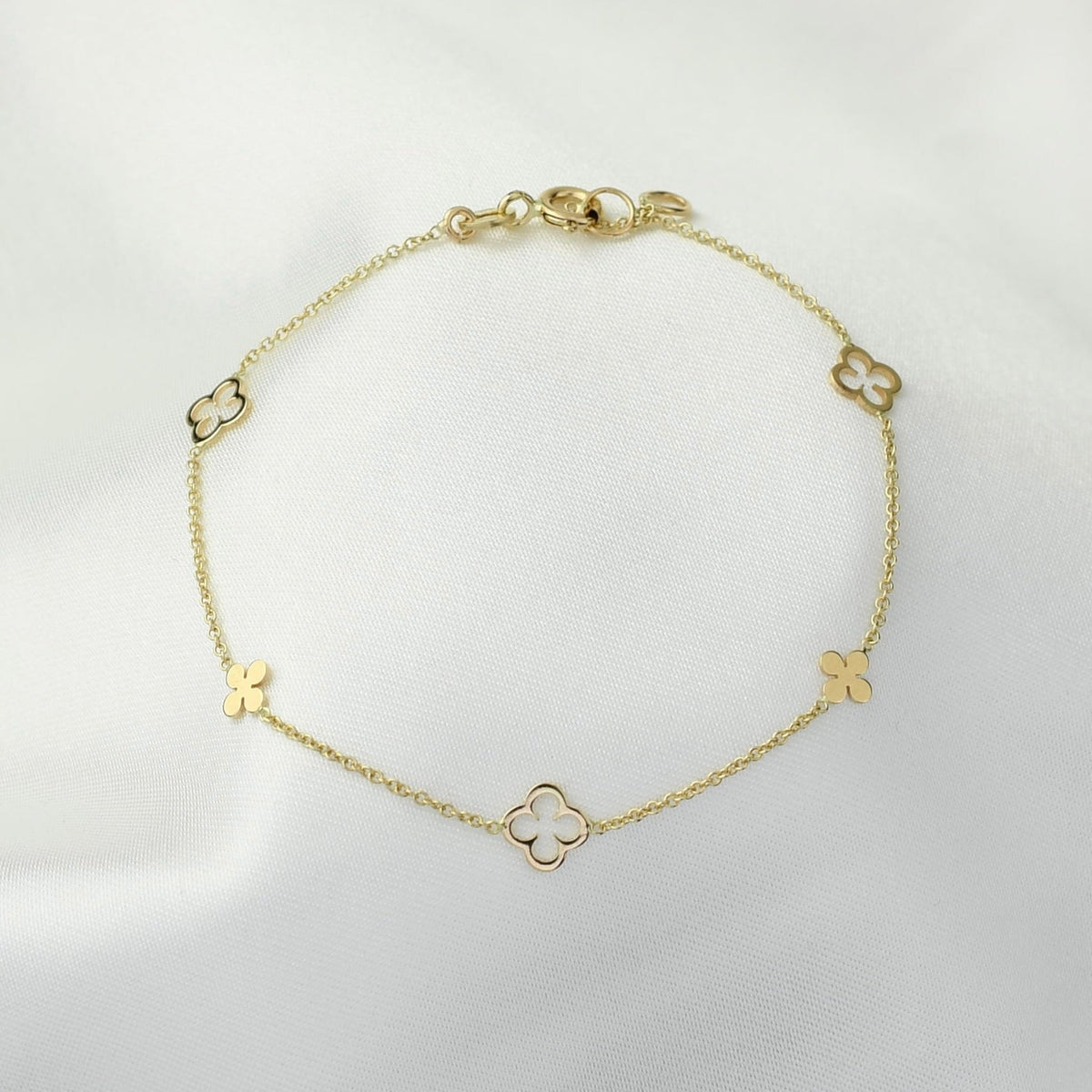 14K Gold Clover Bracelet - Sash Jewelry