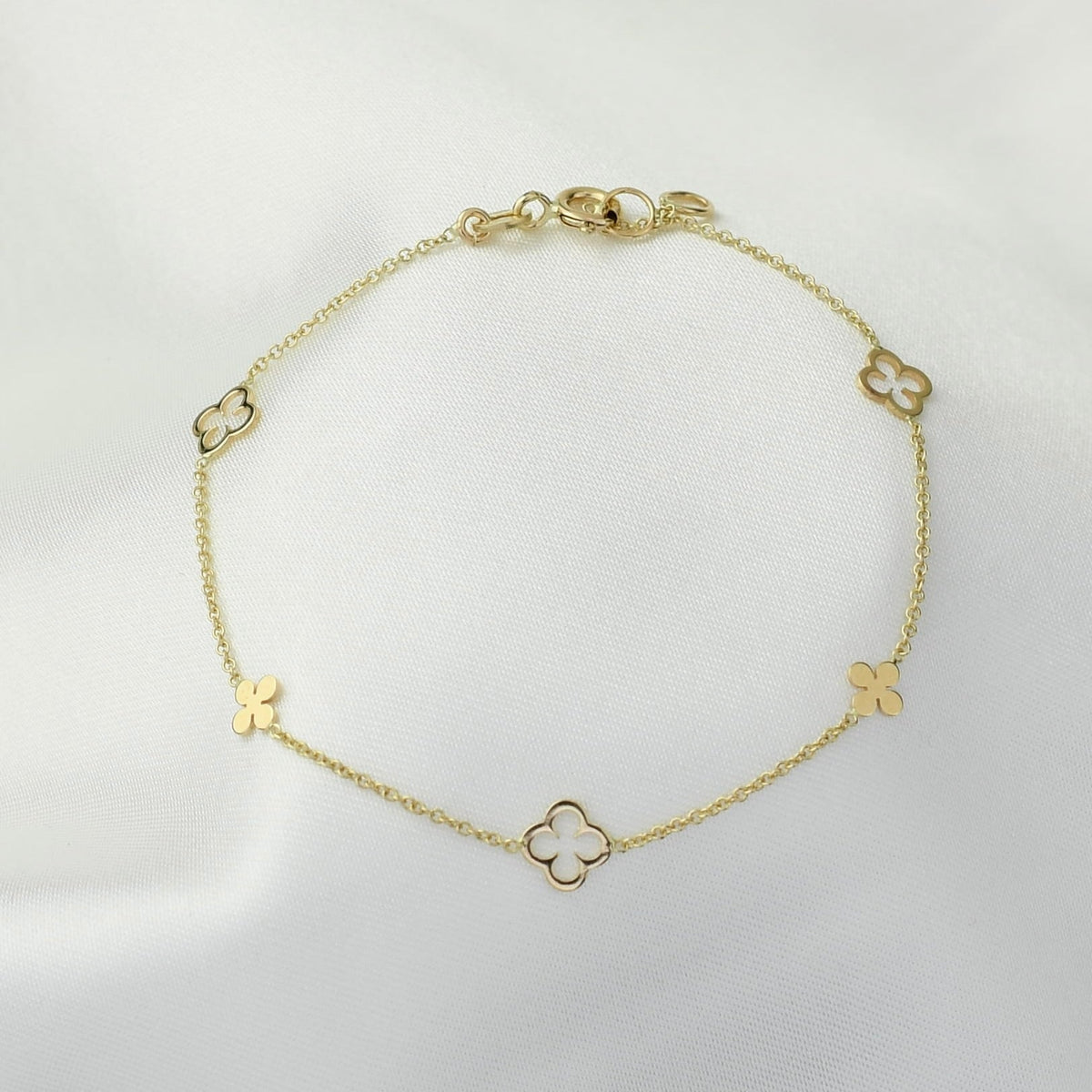 14K Gold Clover Bracelet - Sash Jewelry