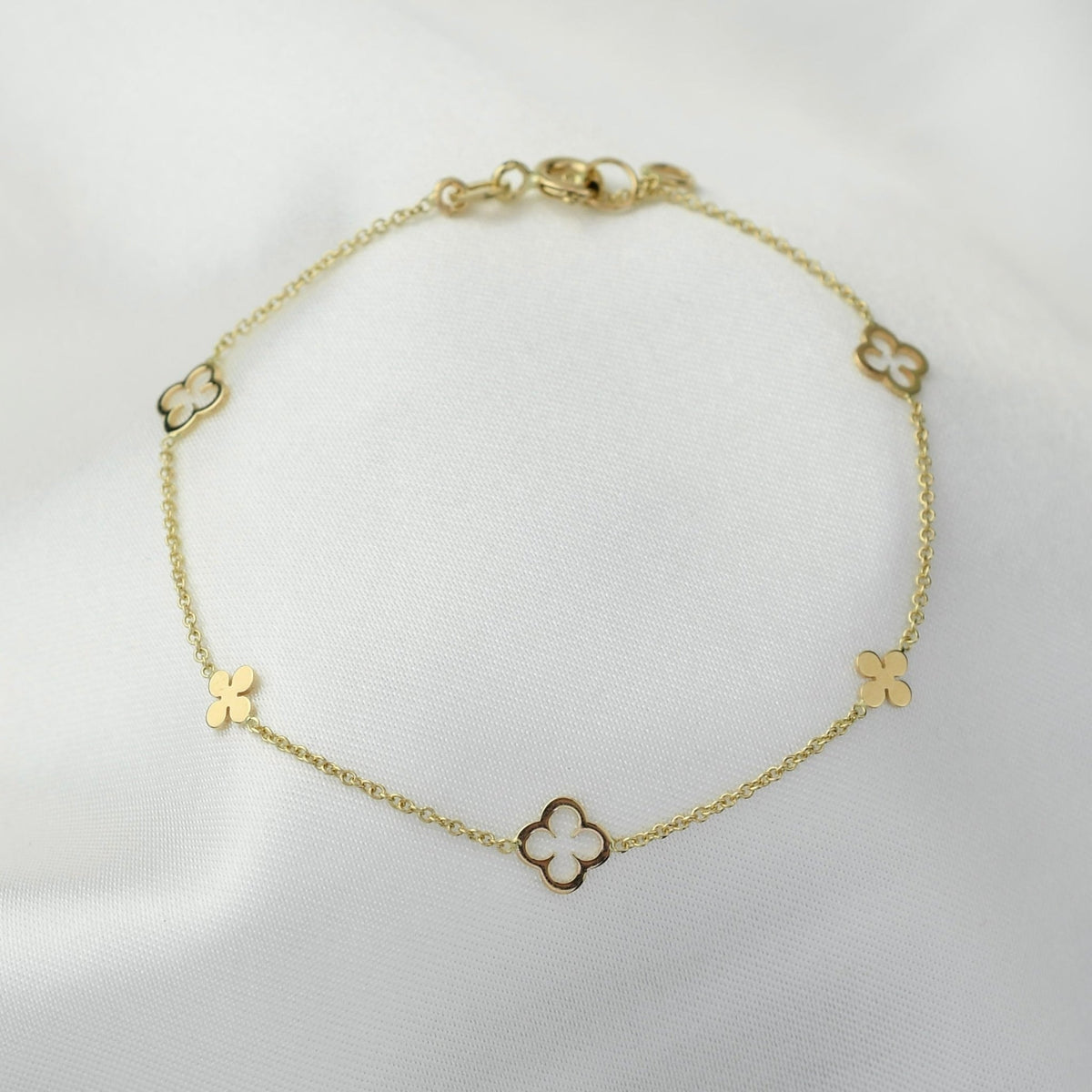 14K Gold Clover Bracelet - Sash Jewelry