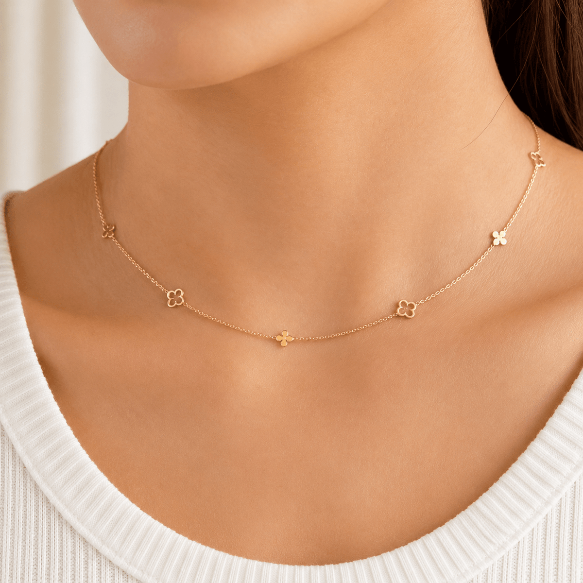 14K Gold Clover Necklace - Sash Jewelry