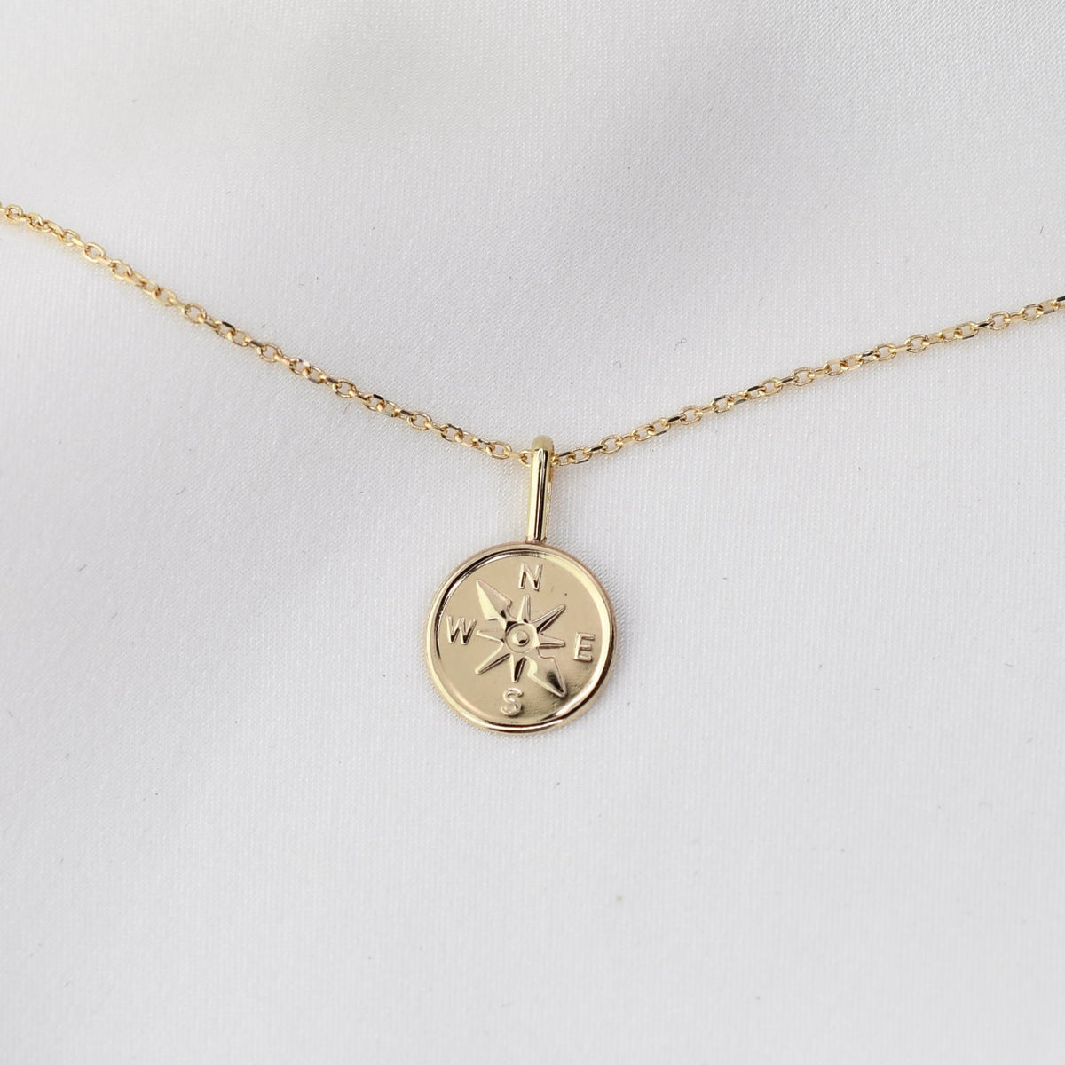 14K Gold Compass Necklace - Sash Jewelry