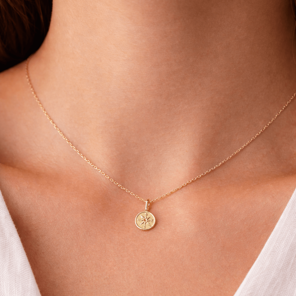 14K Gold Compass Necklace - Sash Jewelry