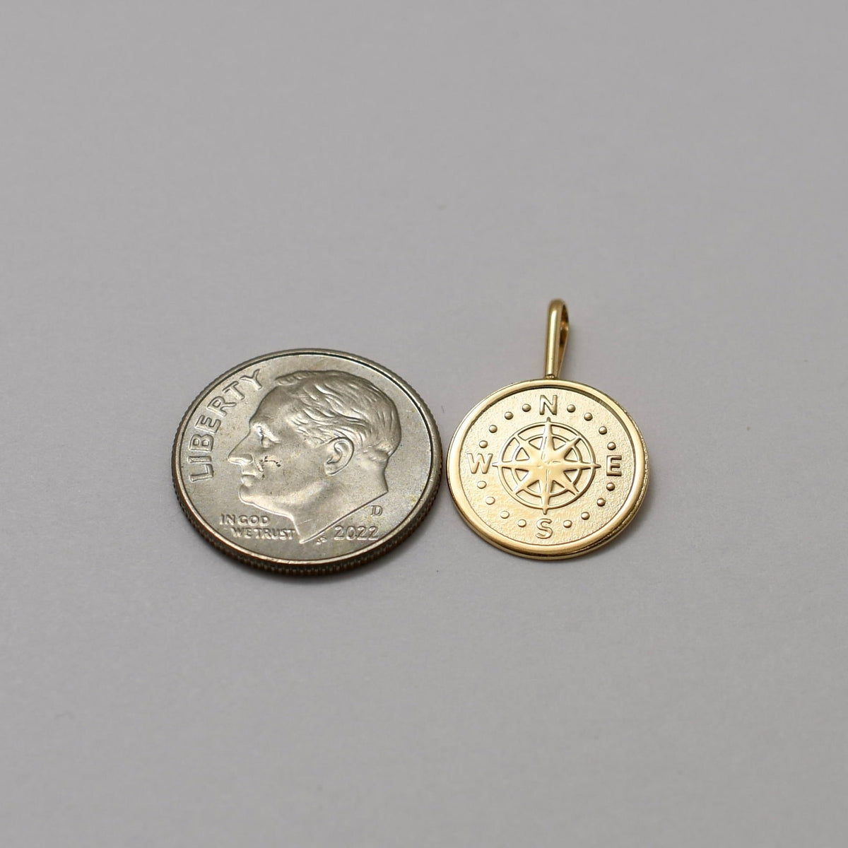 14K Gold Compass Necklace – Solid Gold Minimalist Charm - Sash Jewelry