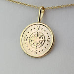 14K Gold Compass Necklace – Solid Gold Minimalist Charm - Sash Jewelry
