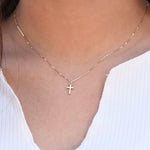 14K Gold Cross Necklace – Dainty Minimalist Solid Gold Necklace - Sash Jewelry