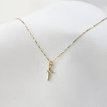14K Gold Cross Necklace – Dainty Minimalist Solid Gold Necklace - Sash Jewelry