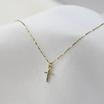 14K Gold Cross Necklace – Dainty Minimalist Solid Gold Necklace - Sash Jewelry