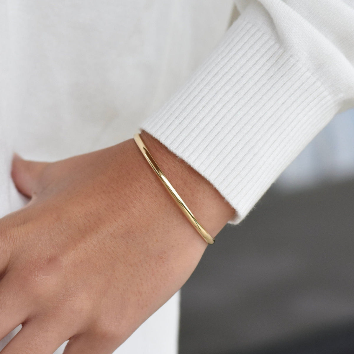 14K Gold Cuff Bracelet - Sash Jewelry